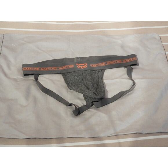 Mens Nasty Pig Jockstrap Charcoal  XXL Grey w/Orange Logo Waistband  AF Classic - Picture 1 of 2